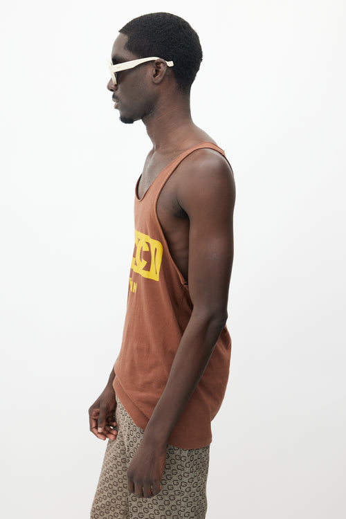 Gucci X Dapper Dan Brown 
Yellow Rhinestone Tank