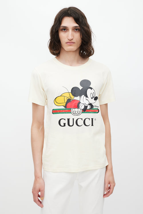 Gucci X Disney Cream 
Multicolour Logo T-Shirt