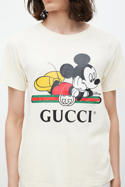 Gucci X Disney Cream 
Multicolour Logo T-Shirt