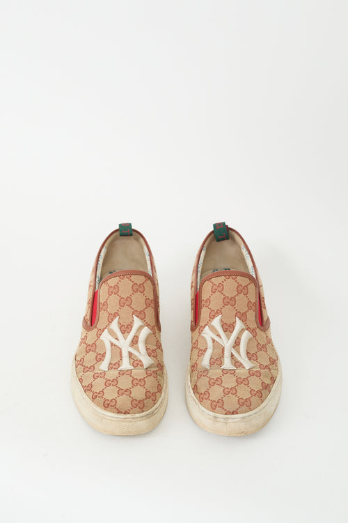 Gucci X MLB Brown GG Canvas Monogram NY Yankees Sneaker