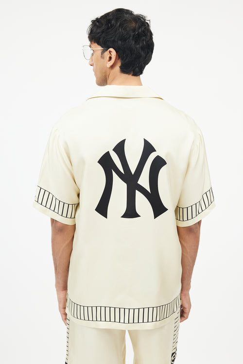 Gucci X New York Yankees Yellow 
Black Silk Shirt