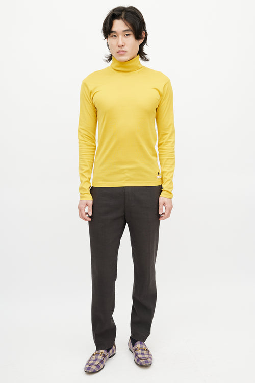 Gucci Yellow Embroidered Logo Turtleneck