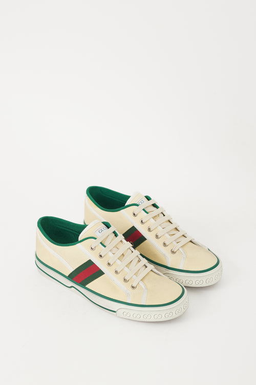 Gucci Cream 
Multicolour Canvas Tennis 1977 Sneaker