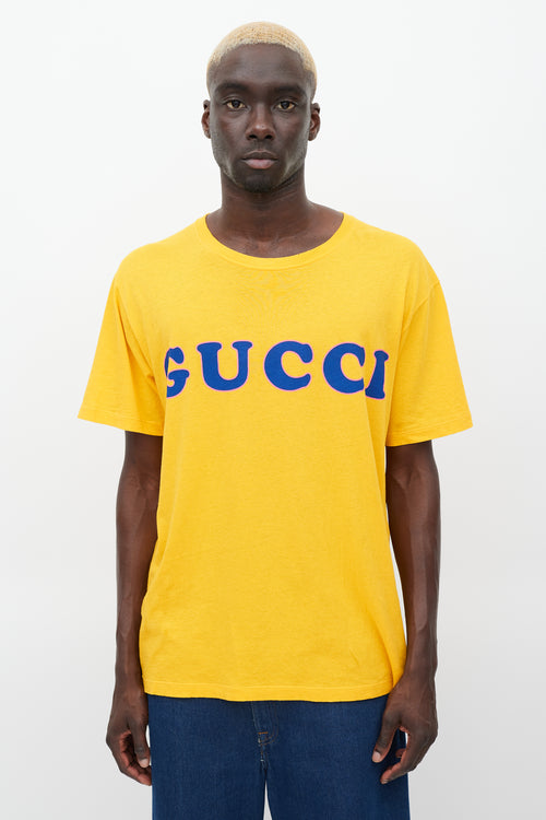 Gucci Yellow 
Multicolour Printed Logo T-Shirt