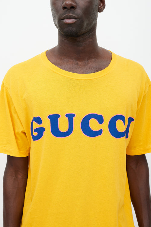 Gucci Yellow 
Multicolour Printed Logo T-Shirt