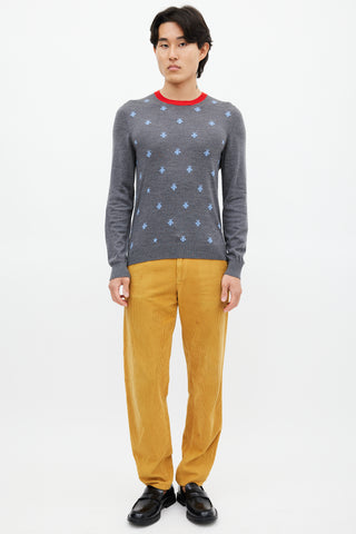 Gucci Grey 
Blue Knit Patterned Sweater