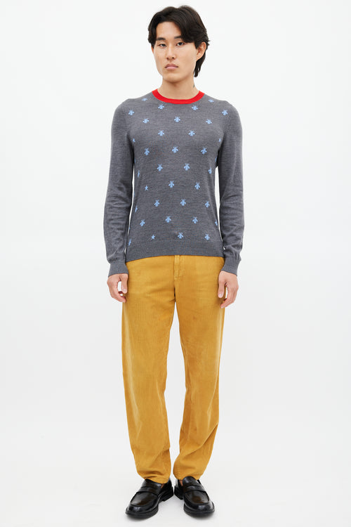 Gucci Grey 
Blue Knit Patterned Sweater