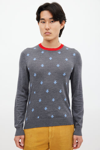 Gucci Grey 
Blue Knit Patterned Sweater