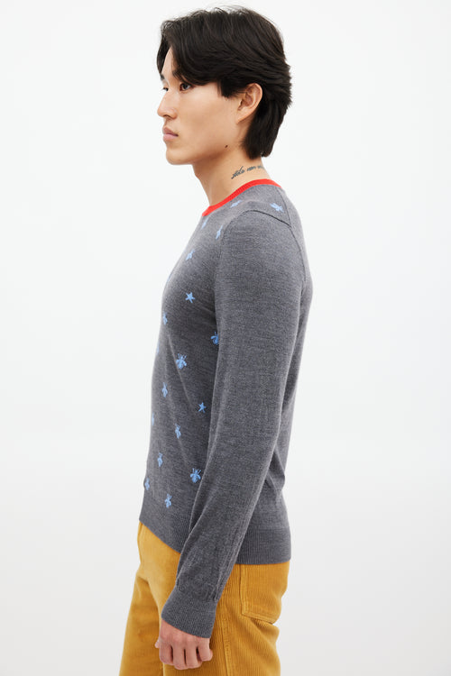 Gucci Grey 
Blue Knit Patterned Sweater