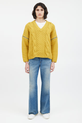 Gucci Yellow Wool Convertible Sleeve Knit Sweater