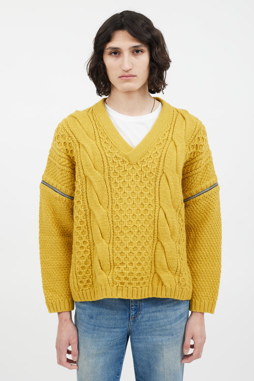 Gucci Yellow Wool Convertible Sleeve Knit Sweater