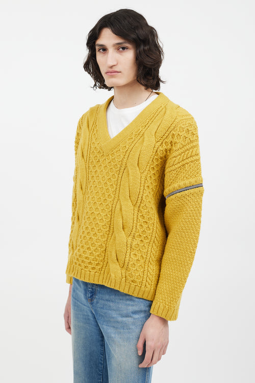 Gucci Yellow Wool Convertible Sleeve Knit Sweater