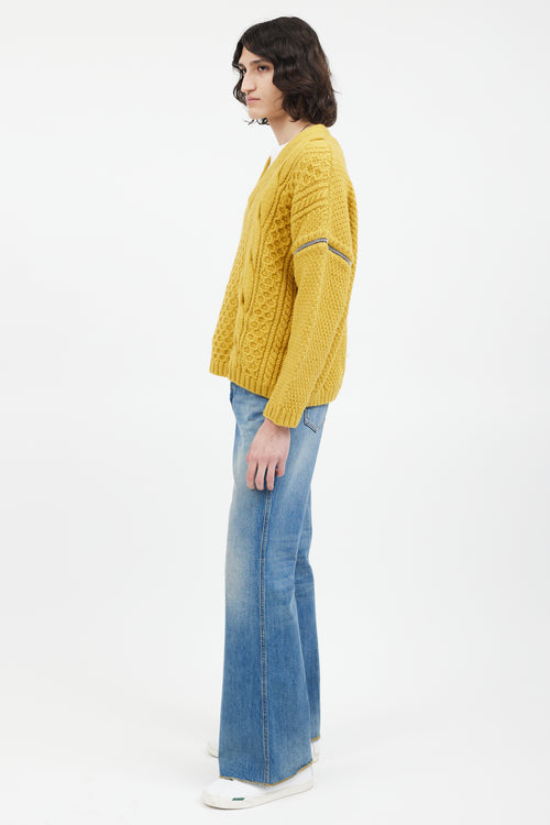 Gucci Yellow Wool Convertible Sleeve Knit Sweater