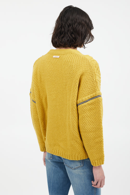 Gucci Yellow Wool Convertible Sleeve Knit Sweater