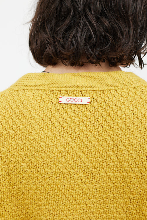 Gucci Yellow Wool Convertible Sleeve Knit Sweater