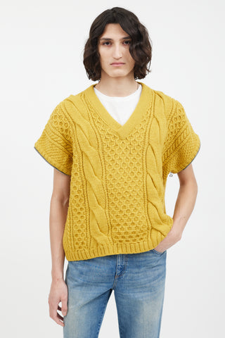 Gucci Yellow Wool Convertible Sleeve Knit Sweater