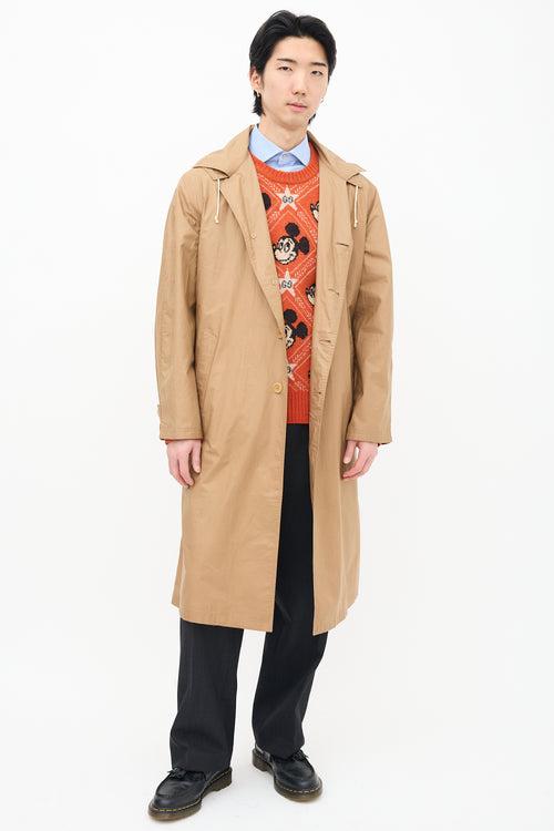 Gucci Beige Packable Button Up Trench Coat