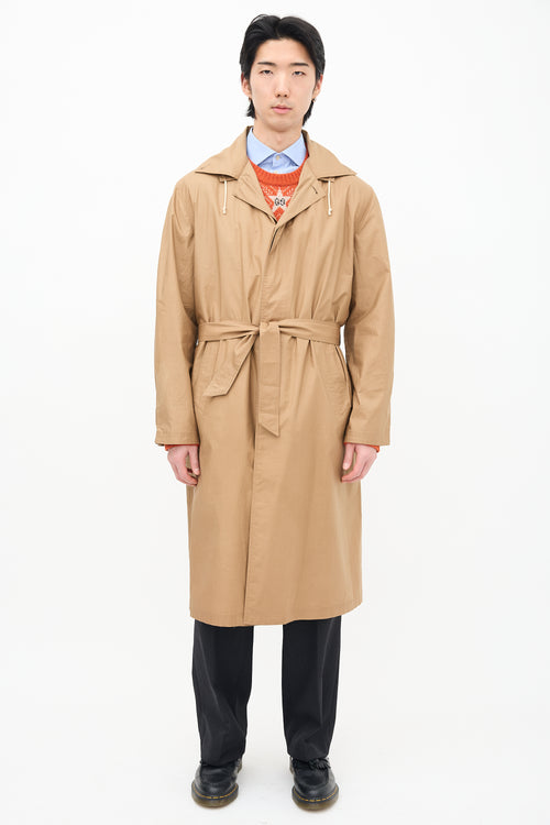 Gucci Beige Packable Button Up Trench Coat