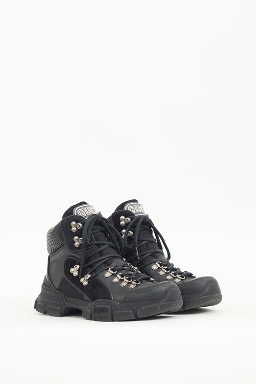 Gucci Black Leather Flashtrek Boot