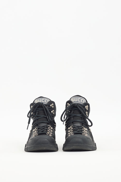 Gucci Black Leather Flashtrek Boot