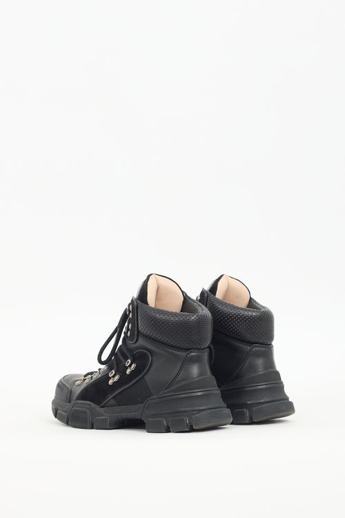 Gucci Black Leather Flashtrek Boot