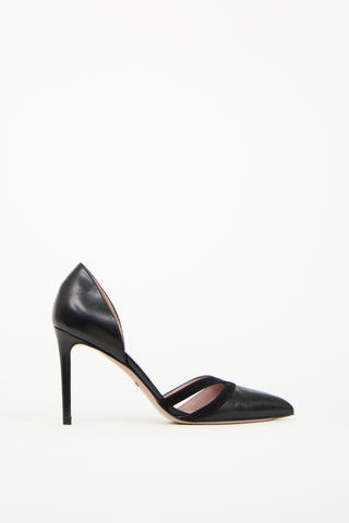 Gucci Black Suede 
Leather Pointed Toe Heel