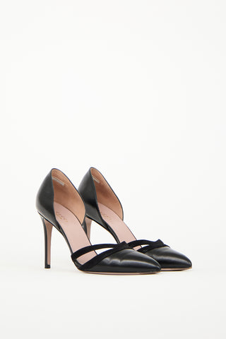 Gucci Black Suede 
Leather Pointed Toe Heel