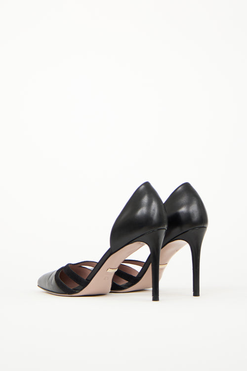 Gucci Black Suede 
Leather Pointed Toe Heel