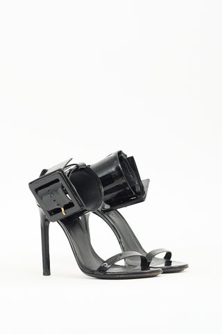 Gucci Black Patent Leather Victoire Sandal