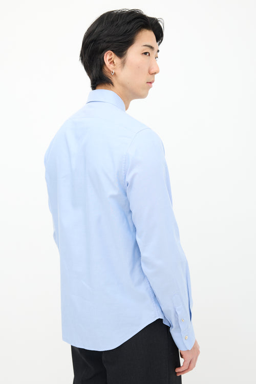 Gucci Blue Embroidered Pocket Shirt