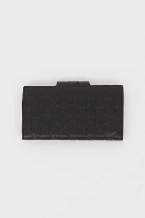 Gucci Black Monogram Flap Wallet