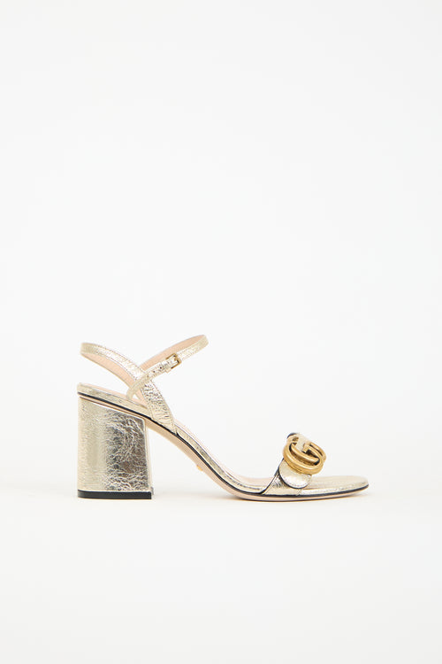 Gucci Gold Leather GG Marmont Heel