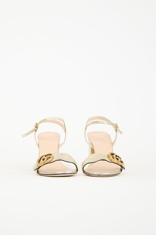 Gucci Gold Leather GG Marmont Heel