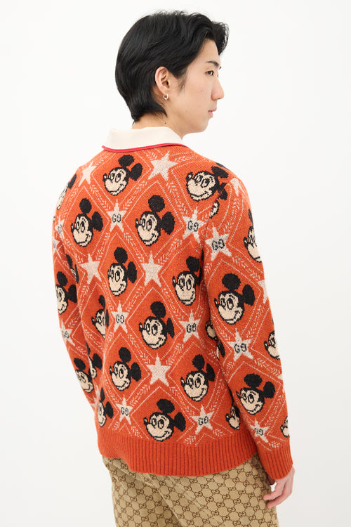 Gucci X Disney Orange Wool Mickey Intarsia Sweater