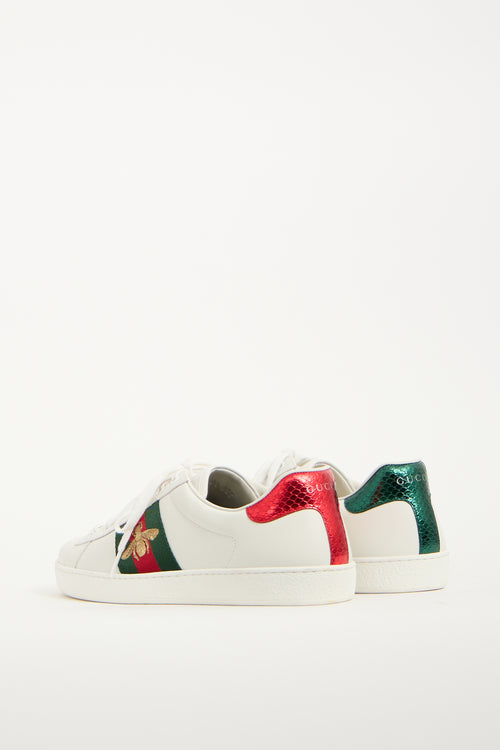 Gucci White Leather Ace Bee Sneaker