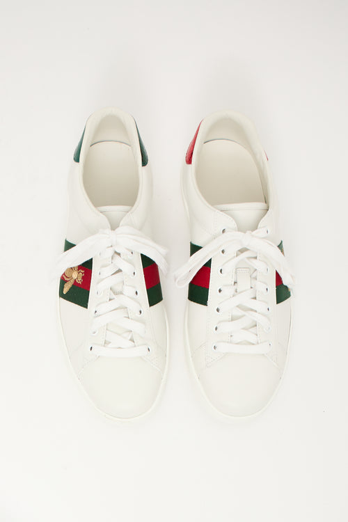 Gucci White Leather Ace Bee Sneaker