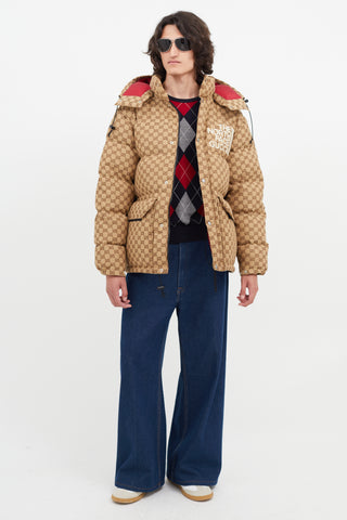 Gucci x The North Face Brown Monogram Down Puffer