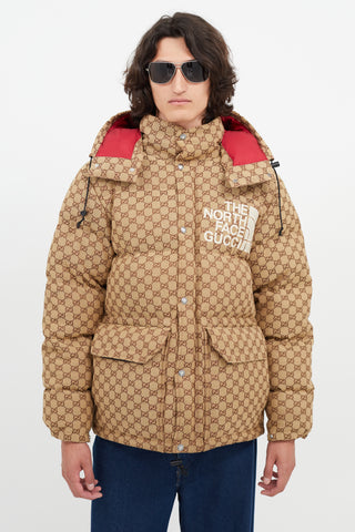 Gucci x The North Face Brown Monogram Down Puffer