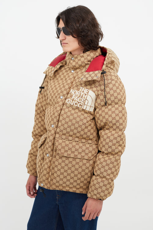 Gucci x The North Face Brown Monogram Down Puffer