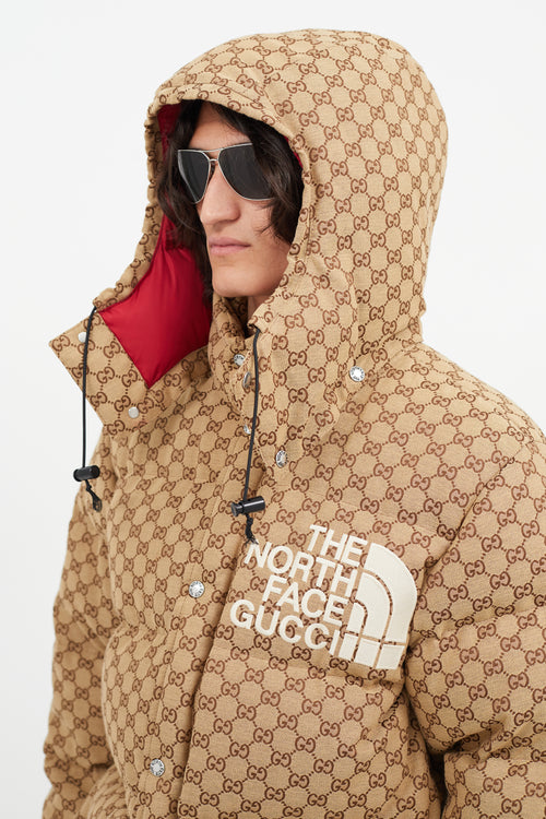 Gucci x The North Face Brown Monogram Down Puffer