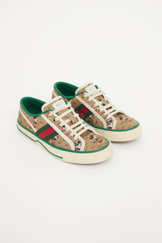 Gucci Beige Mickey Web Tennis 1977 Sneaker