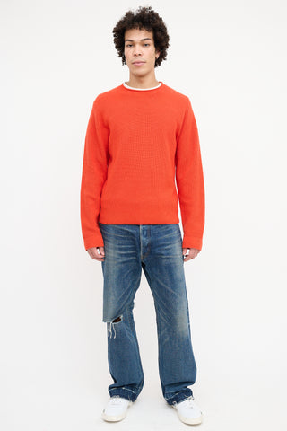 Guest In Residence Orange Ribbed Knit Sweater