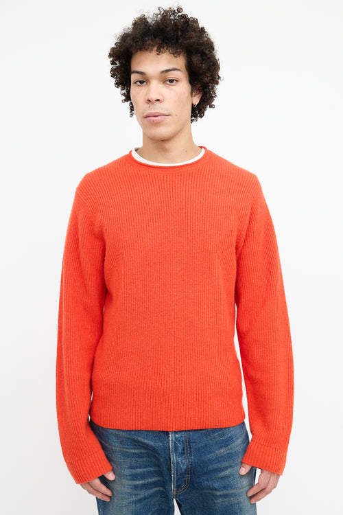 Guest In Residence Orange Ribbed Knit Sweater