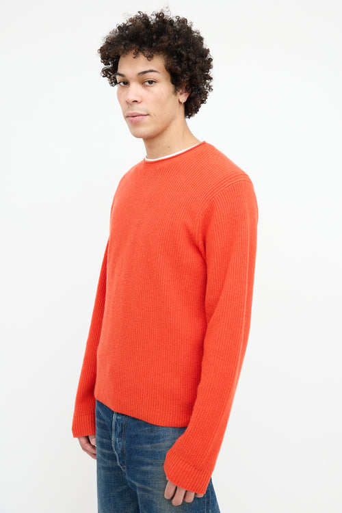 Guest In Residence Orange Ribbed Knit Sweater