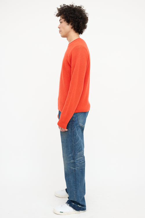 Guest In Residence Orange Ribbed Knit Sweater