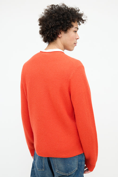 Guest In Residence Orange Ribbed Knit Sweater