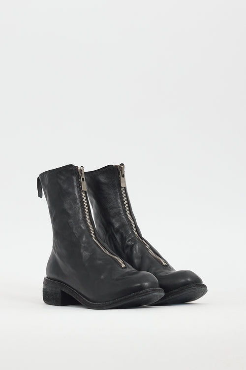 Guidi Black Leather PL2 Zip Boot