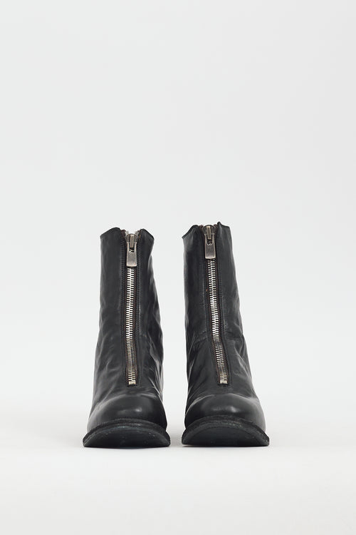 Guidi Black Leather PL2 Zip Boot