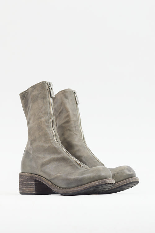 Guidi Grey Leather PL2 Front Zip Boot