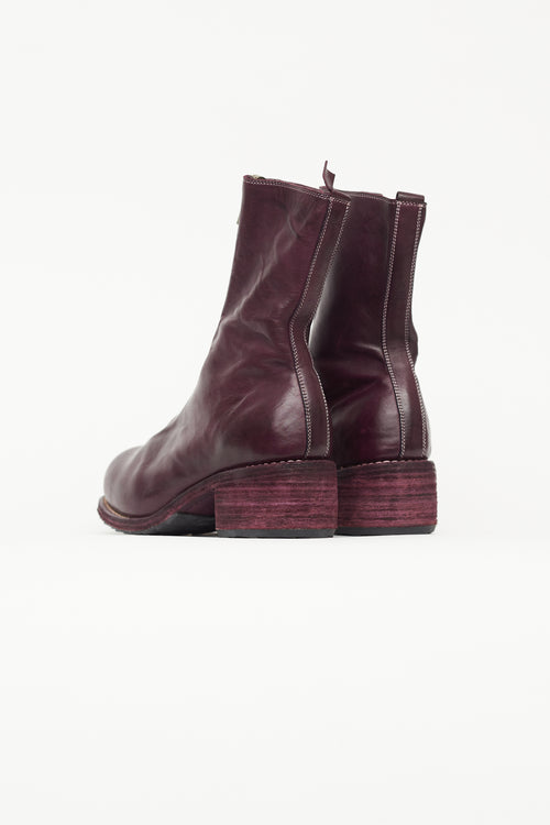 Guidi Purple Leather PL2 Front Zip Boot